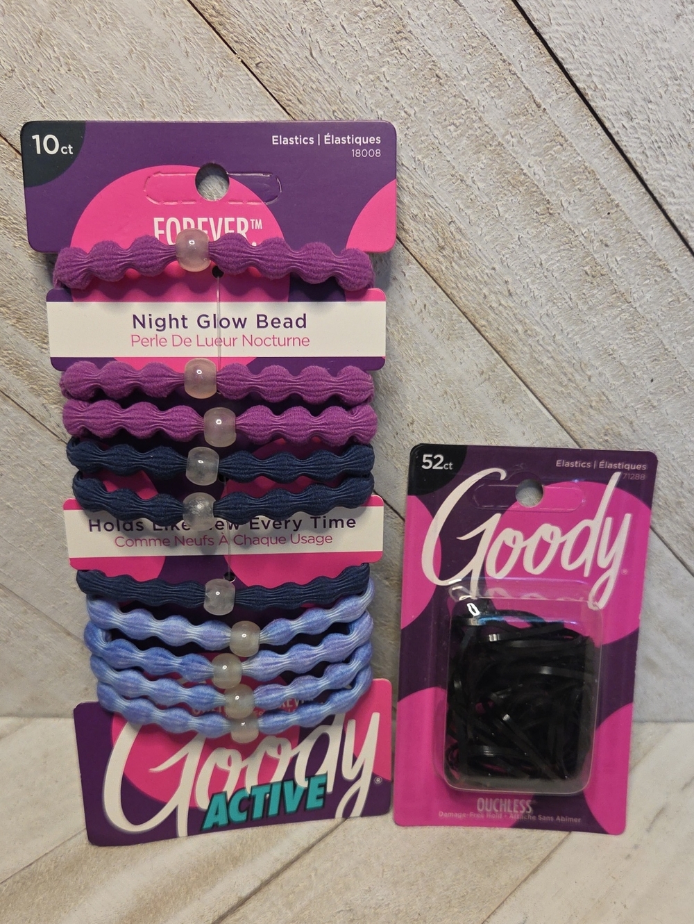 NWT Goody 2 Piece Hair Bundle Glow In The Dark Hair Ties + Elastics